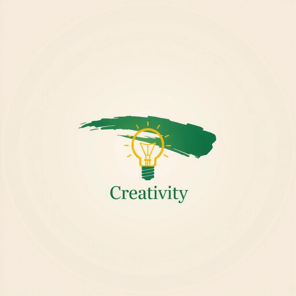 Icon representing creativity: a lightbulb with a brush stroke