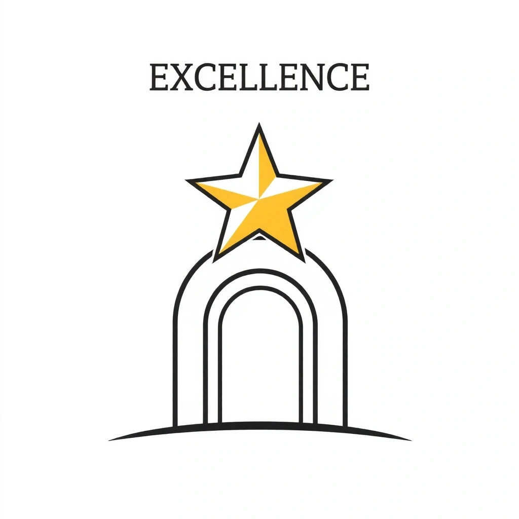 Icon representing excellence: a star with a triumphant arch