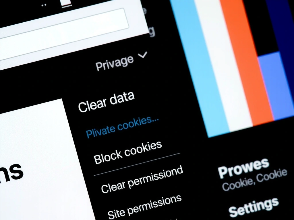 Browser settings showing cookie management options