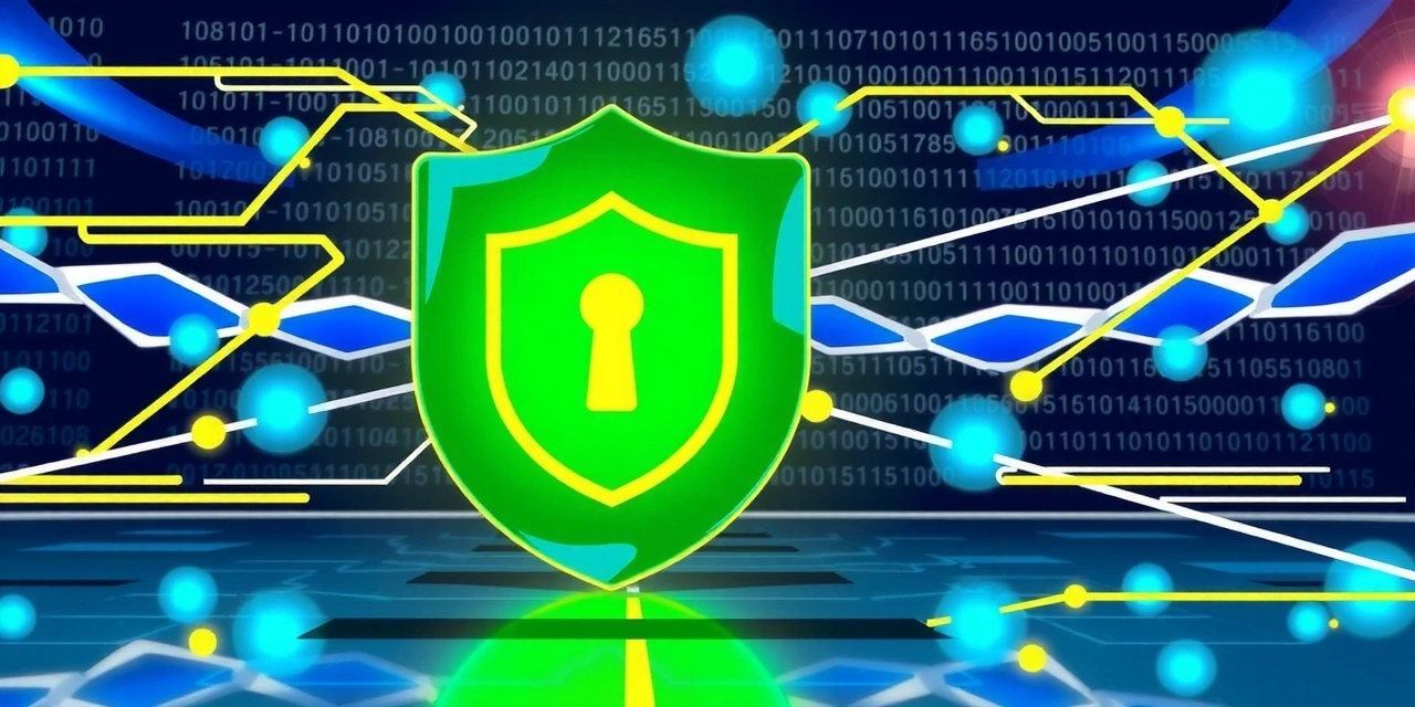 Cyber security shield protecting digital data