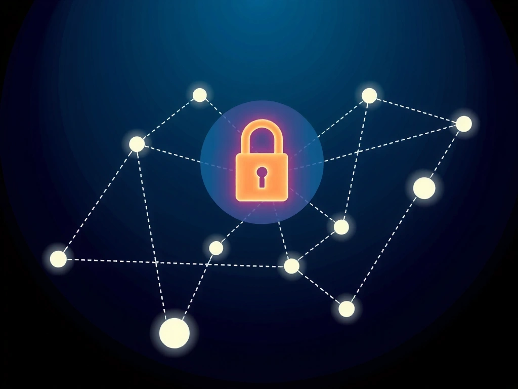 Digital privacy concept with padlock and abstract data flow