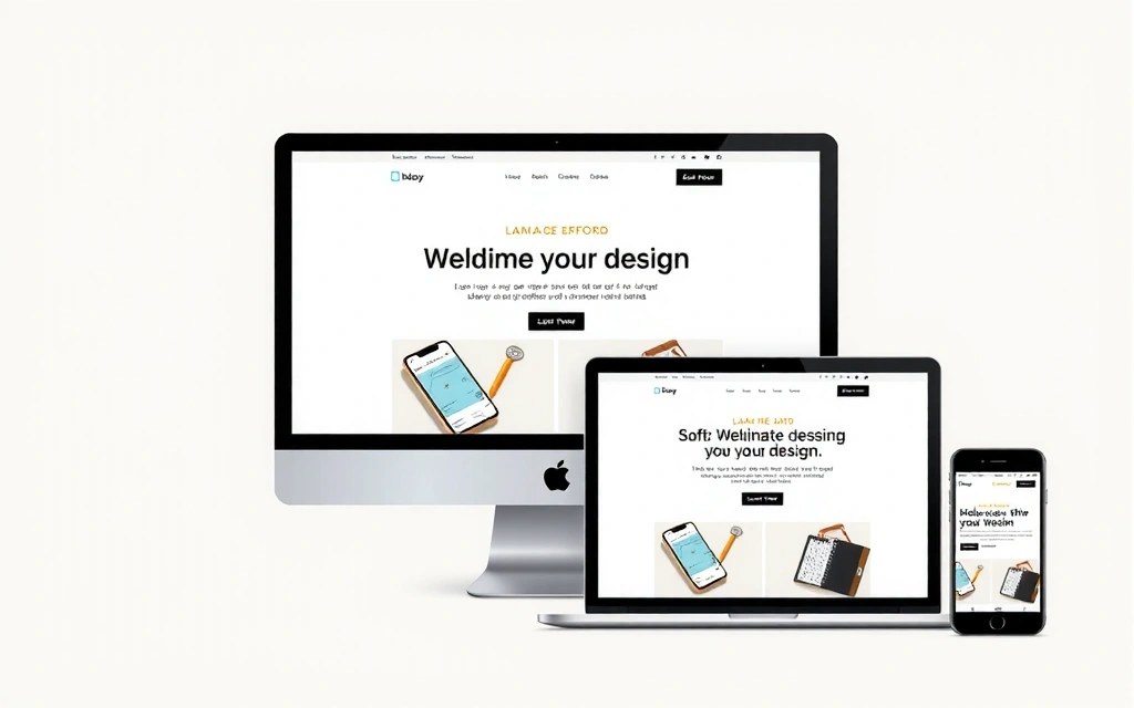 Mockup of a website displayed on multiple devices: desktop, tablet, and smartphone, all showing the same responsive design