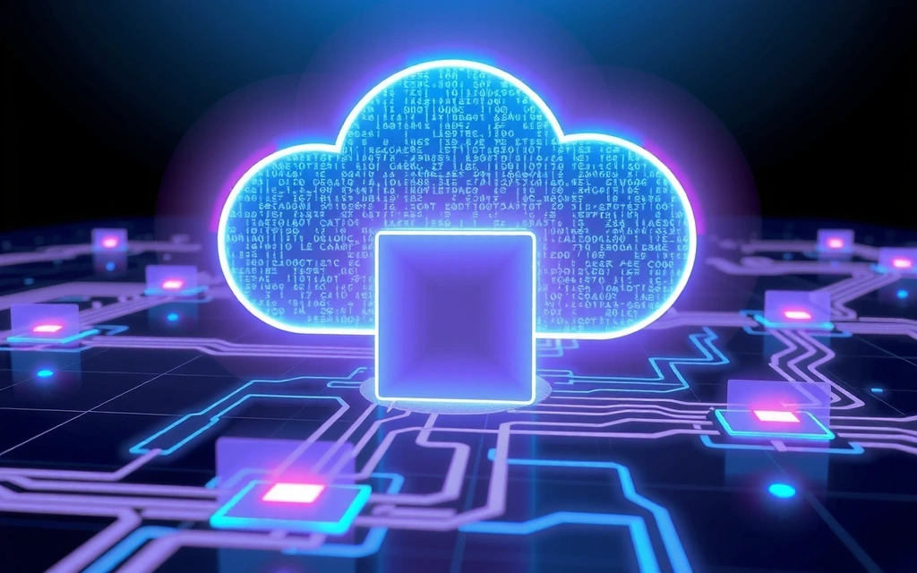 A graphic representation of a cloud server environment with data flowing, symbolizing successful deployment and ongoing support.